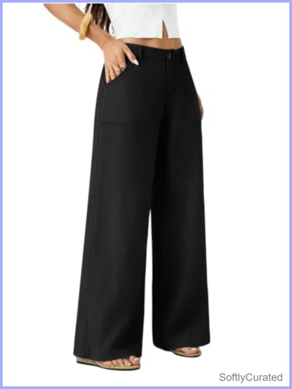 Wide Leg Pants Women High Waisted Flowy Trousers Business Casual Palazzo